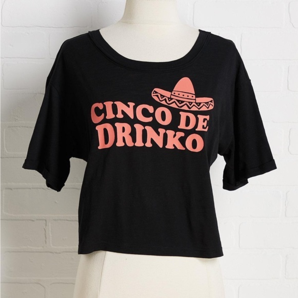 NWT Cinco De‎ Drinko Black Tee Women’s Size XL